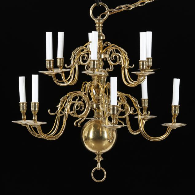 colonial-style-two-tiered-brass-chandelier