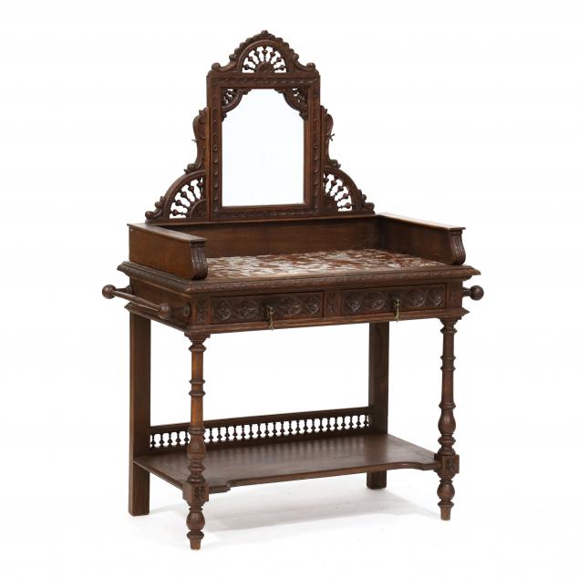 french-carved-oak-and-marble-top-mirrored-wash-stand