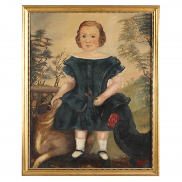 american-school-19th-century-portrait-of-a-young-girl-with-dog