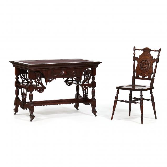 aesthetic-period-carved-mahogany-writing-table-and-chair