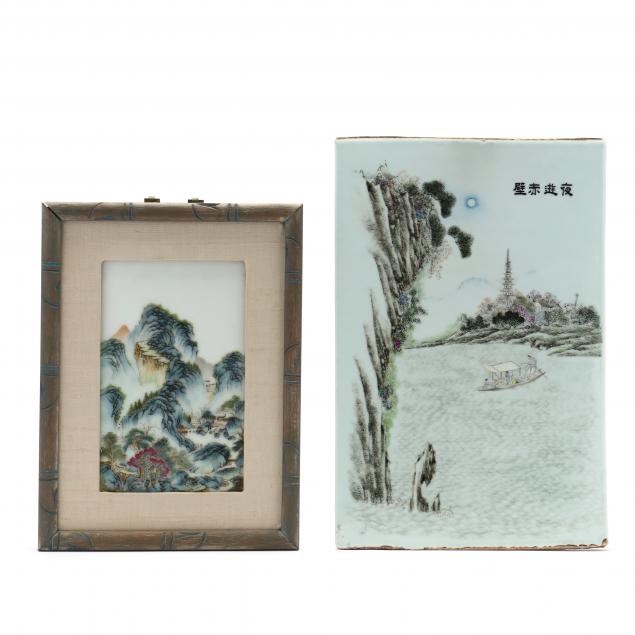 two-chinese-famille-rose-landscape-porcelain-plaques