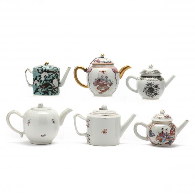 a-collection-of-six-chinese-export-porcelain-teapots