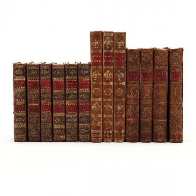 three-complete-sets-of-small-18th-and-19th-century-leatherbound-books