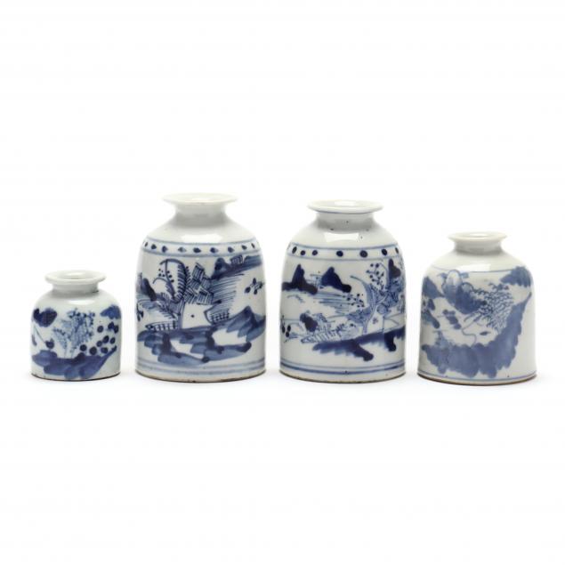 four-chinese-blue-white-porcelain-vases