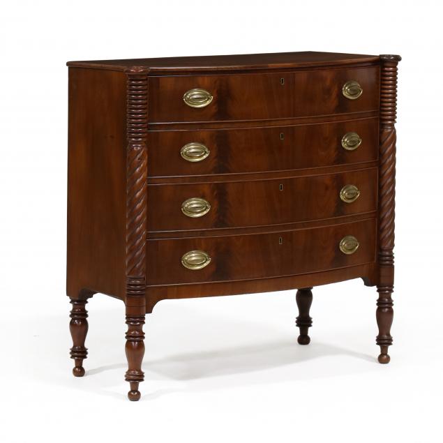 new-england-late-federal-mahogany-bow-front-chest-of-drawers