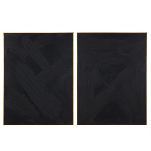 ron-goins-nc-b-1954-a-pair-of-black-on-black-abstract-paintings