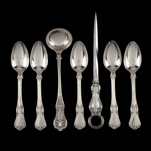 a-grouping-of-seven-victorian-silver-flatware-items