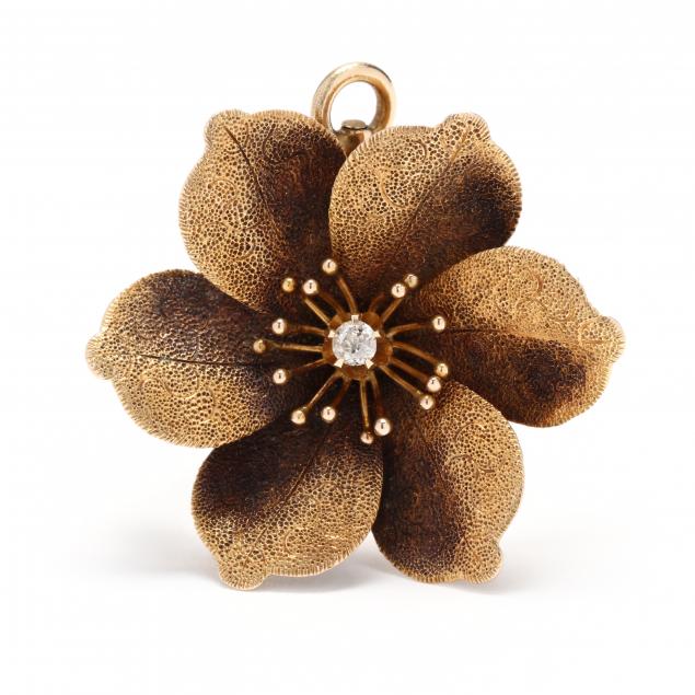 art-nouveau-gold-and-diamond-flower-brooch-pendant-crane-theurer