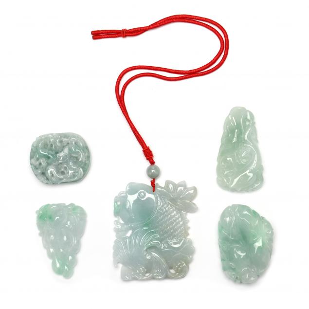 five-chinese-celadon-jade-carvings