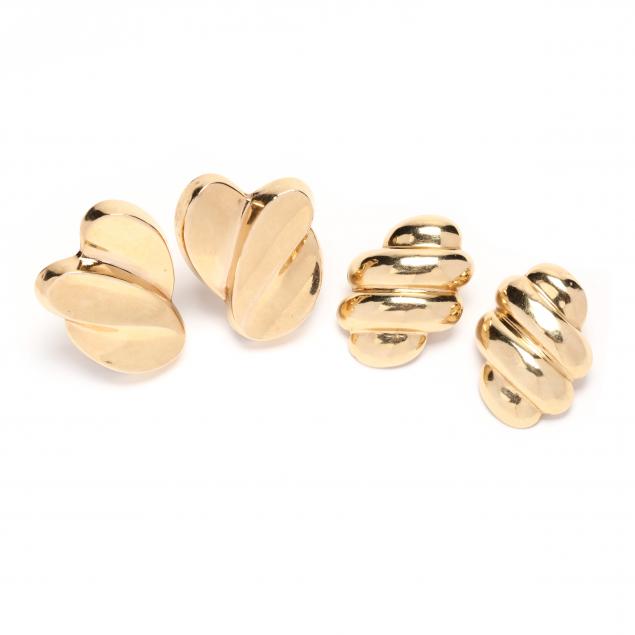 two-pairs-of-gold-earrings