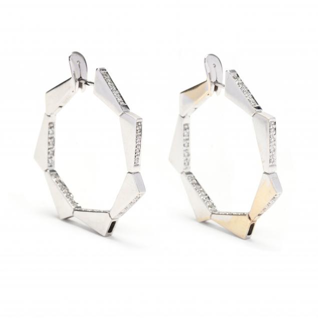 pair-of-white-gold-and-diamond-geometric-hoop-earrings