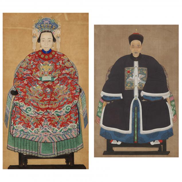 two-chinese-ancestor-portrait-paintings