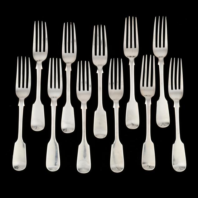 a-grouping-of-eleven-victorian-silver-forks