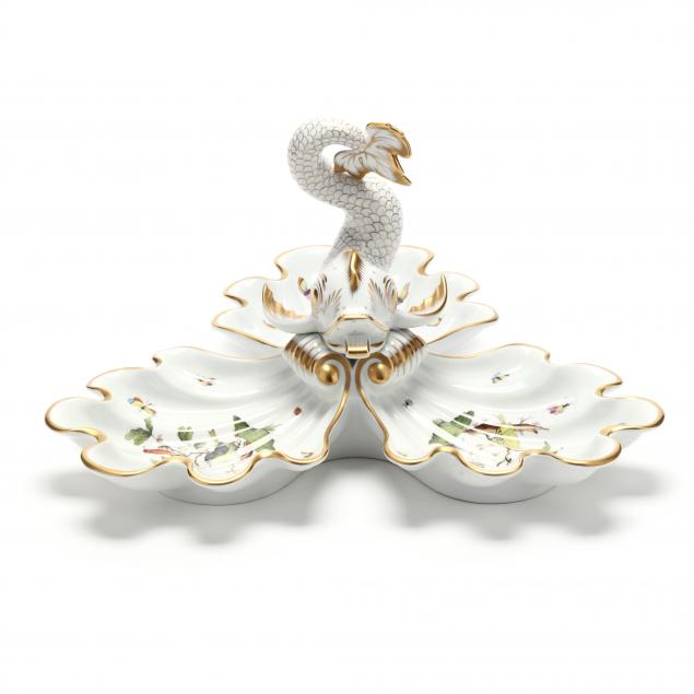 herend-porcelain-i-rothschild-bird-i-dolphin-mounted-server