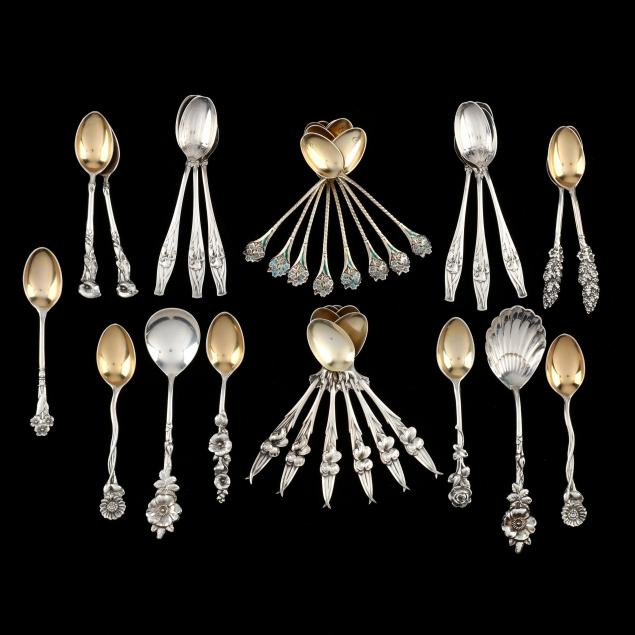 a-grouping-of-29-american-floral-motif-sterling-silver-spoons