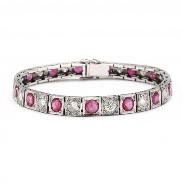 vintage-white-gold-ruby-and-diamond-bracelet