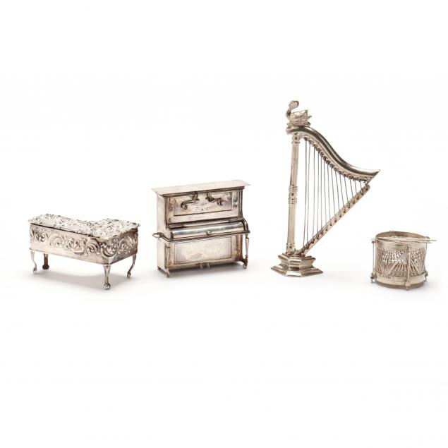 four-miniature-silver-models-of-musical-instruments