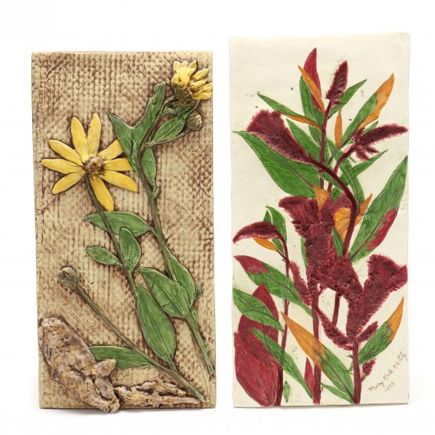 two-botanical-ceramic-plaques-by-mary-kirk-kelly
