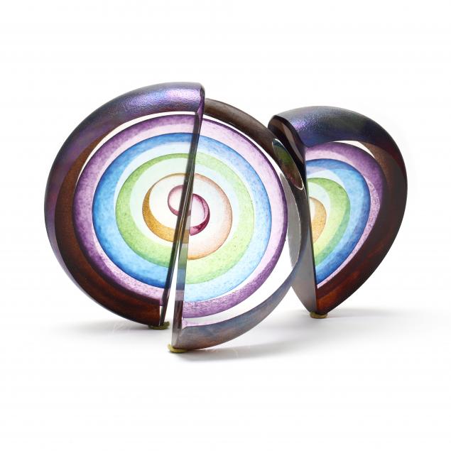 leon-applebaum-american-b-1945-triple-slice-glass-sculpture