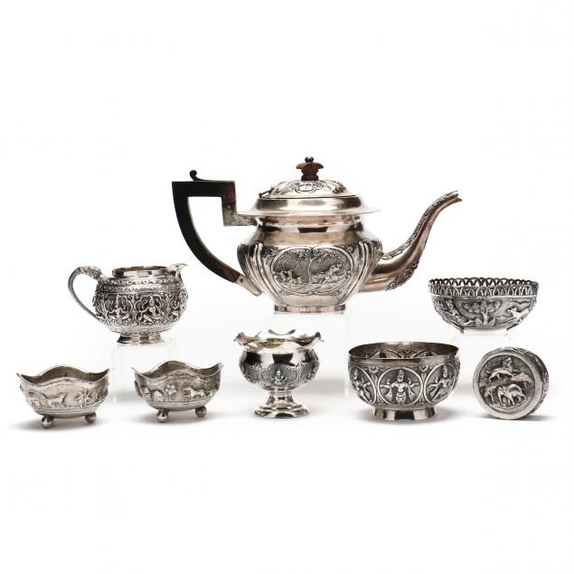 a-collection-of-eight-southeast-asian-silver-objects