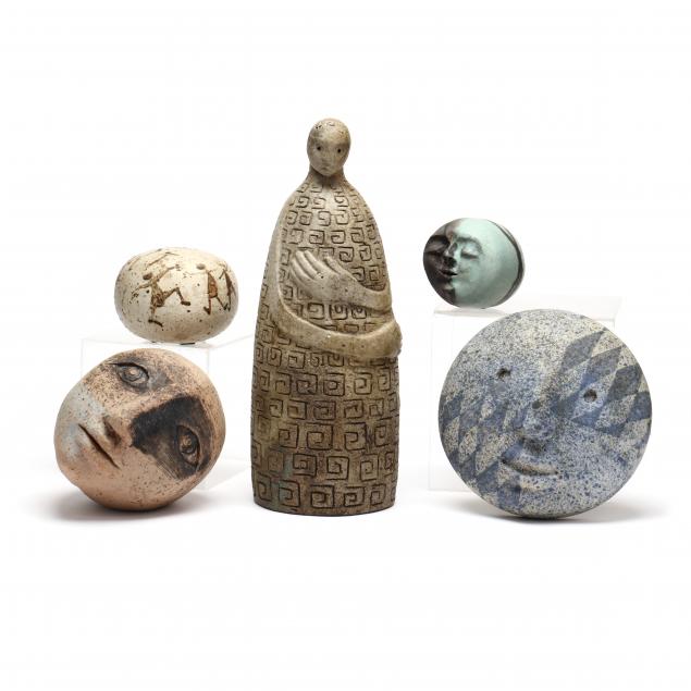 reina-herrera-moroccan-venezuelan-1923-2014-a-grouping-of-five-figural-studio-pottery-items