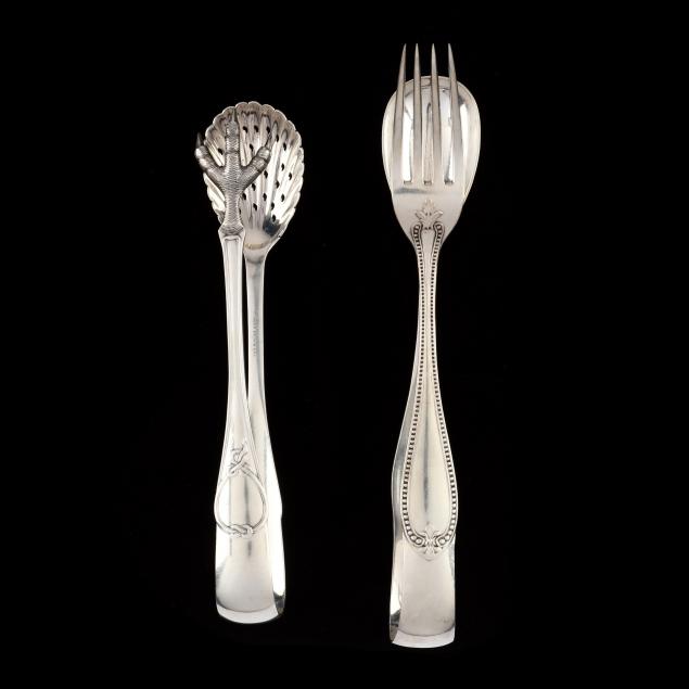 two-american-coin-silver-serving-tongs