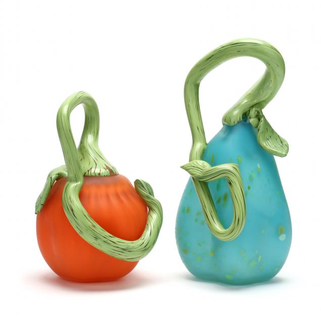 david-van-noppen-nc-20th-century-two-art-glass-gourds