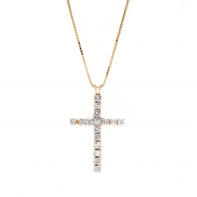 gold-and-diamond-cross-pendant-necklace