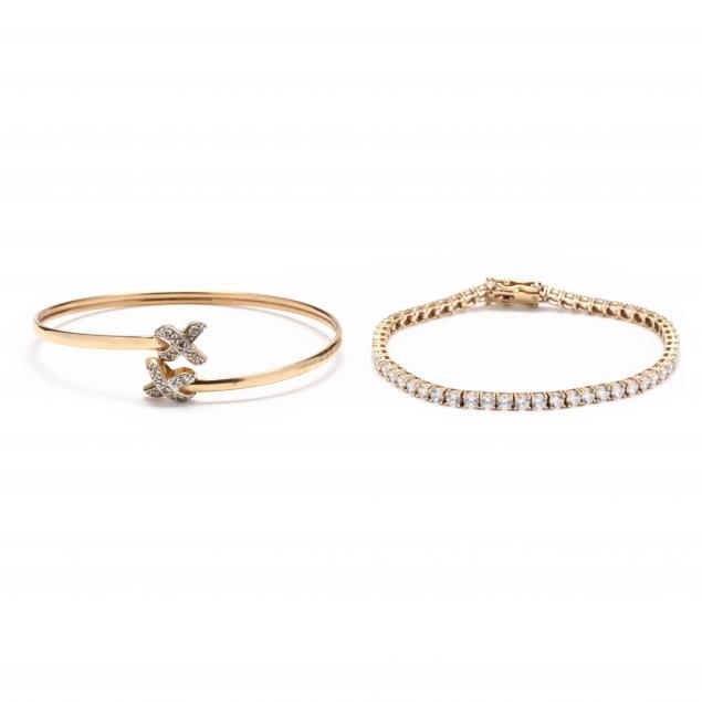 two-gold-and-gem-set-bracelets