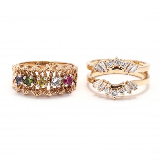 two-gold-and-gem-set-rings