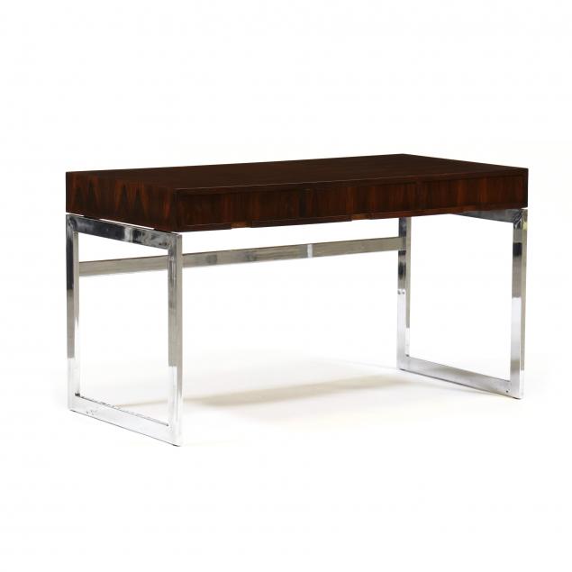attributed-to-milo-baughman-american-1923-2003-rosewood-and-chrome-desk