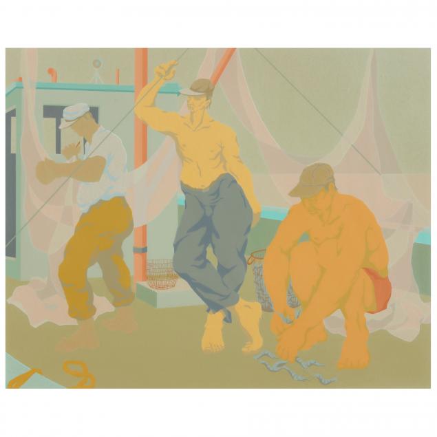 claude-howell-nc-1915-1997-i-three-men-on-a-shrimper-i