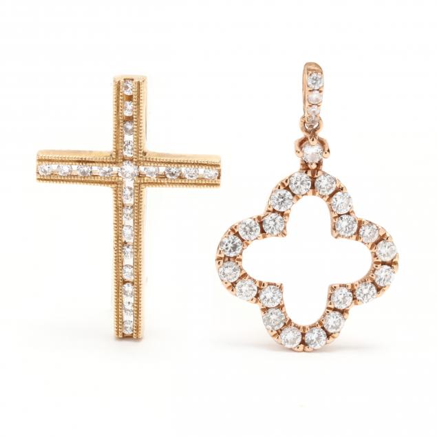 two-gold-and-diamond-set-pendants