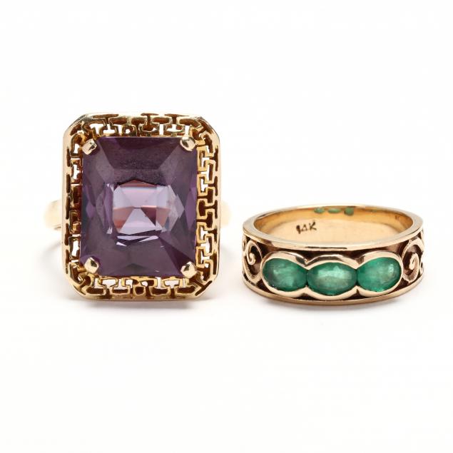 two-gold-and-gem-set-rings