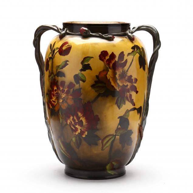 a-large-two-handled-vase-george-jones-sons-madras-ware