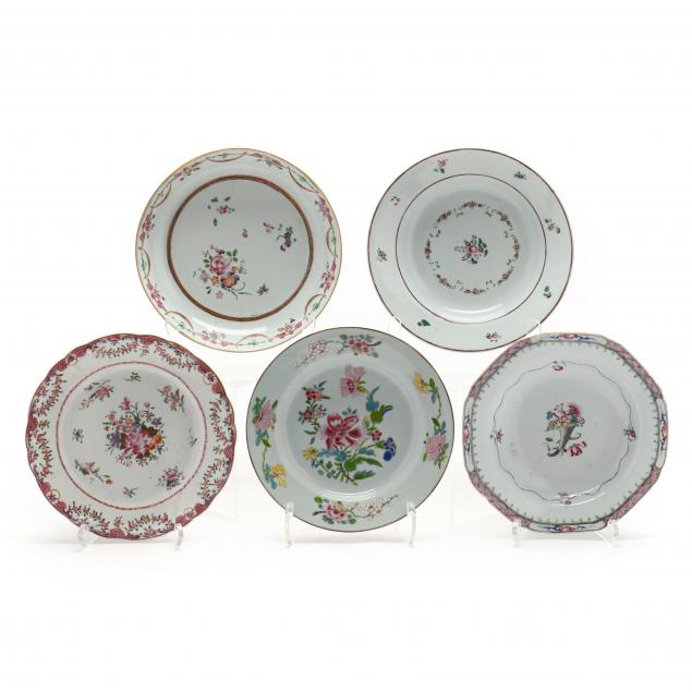 five-antique-porcelain-plates