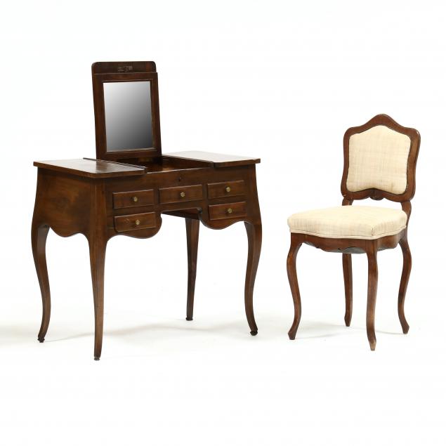 french-provincial-walnut-vanity-with-chair