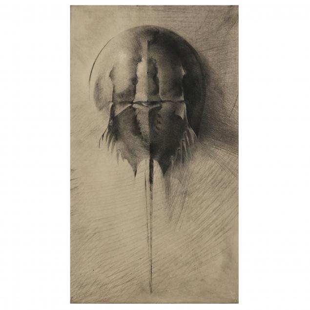 a-drypoint-etching-of-a-horseshoe-crab-by-bruce-robert-hawkins