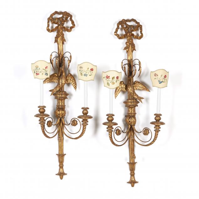 pair-of-italian-giltwood-phoenix-two-light-wall-sconces-with-custom-shades