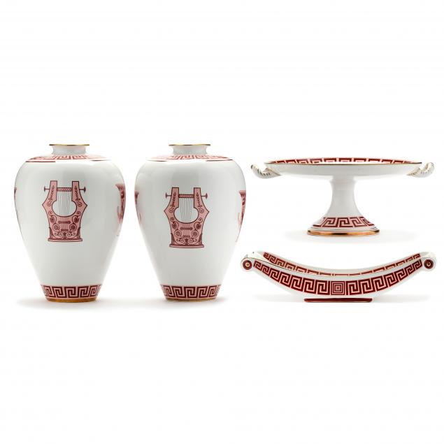 a-group-of-mottahedeh-maroon-greek-key-porcelain