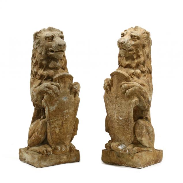 pair-of-cast-stone-heraldic-lions