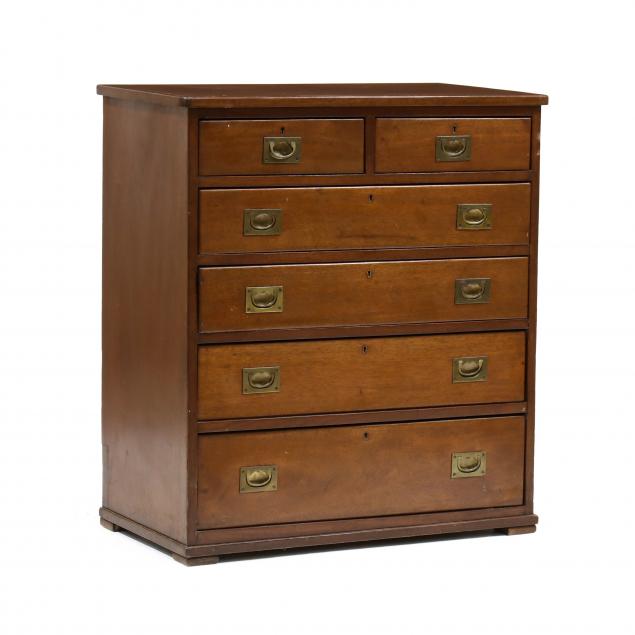 antique-english-mahogany-campaign-chest-of-drawers