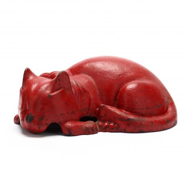 vintage-cast-iron-sleeping-cat-doorstop