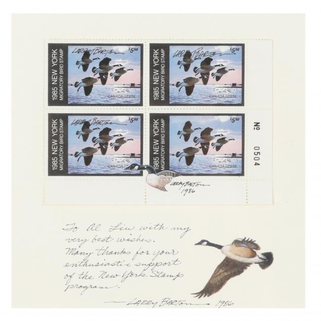 larry-earl-barton-american-1936-2008-four-new-york-duck-stamps-with-artist-remarque