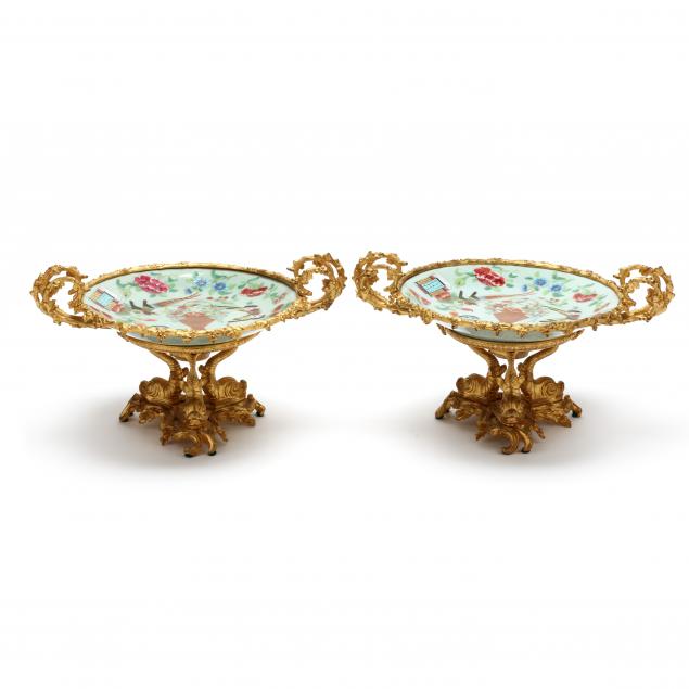 a-pair-of-celadon-famille-rose-porcelain-dishes-with-gilt-ormolu-mounts