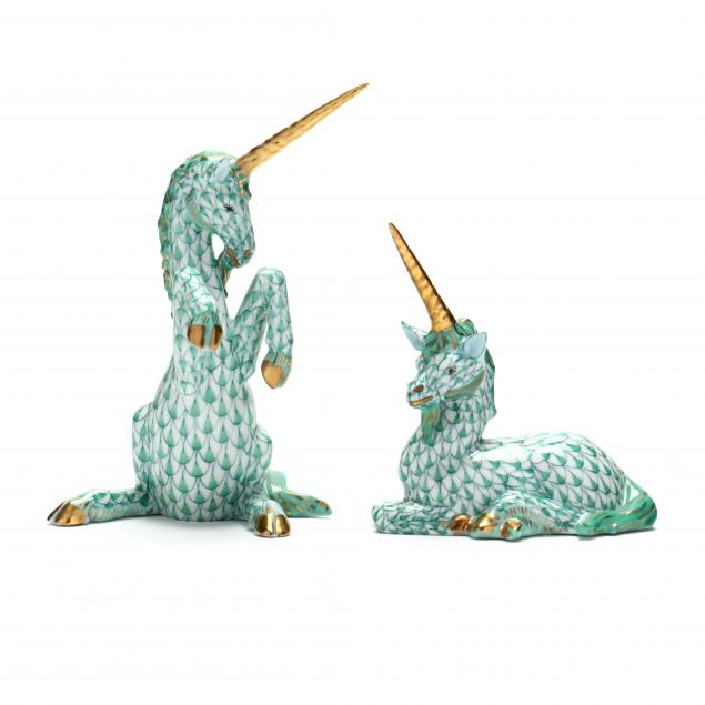 two-herend-porcelain-unicorn-figurines