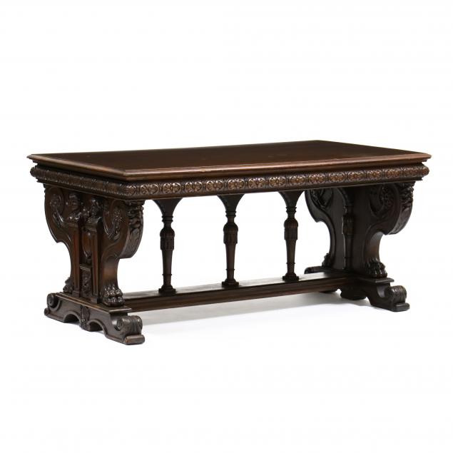 american-renaissance-revival-carved-walnut-library-table
