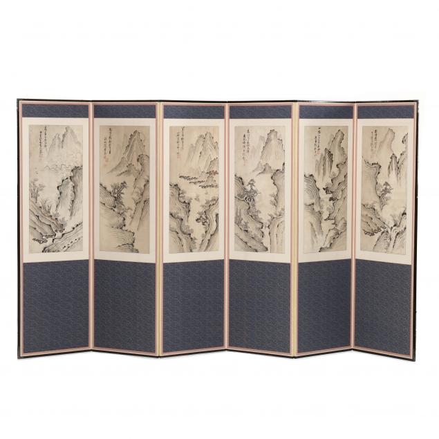 a-korean-six-panel-i-silgyeong-sansuhwa-i-landscape-screen