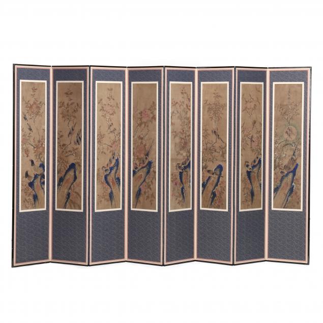 a-korean-eight-panel-i-hwajodo-i-bird-and-flower-folding-screen