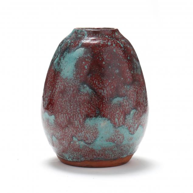 chinese-blue-glazed-jugtown-pear-vase